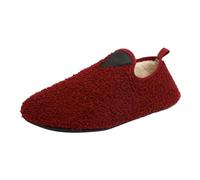 2026 Hombres Mujeres Parejas Invierno Color Sólido Hogar Interior Algodón Pantuflas de Piso Suave Paquete con Terciopelo Engrosado Zapatillas Calientes, rojo, 45 EU