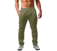 2026 - Hombres Primavera Verano Hip Hop Transpirable Lino Suelto Casual Pantalones Deportivos Ropa Térmica Pantalones de Hombre, verde, 3XL