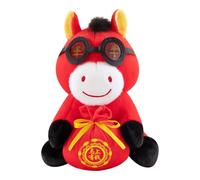 2026 Horse Mascot Plush - Soft Cuddly Year of the Horse Souvenir for Car Home Office Bedroom Living Room Sofa Couch, New Year Blessing Gift, Cute Stuffed Toy for Children and Adults, Decorative Lucky