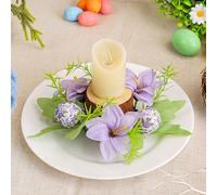 2026 Huevo de Pascua Candelabro Adornos Salón Mesa de Comedor de Simulación Vela Corona Ambiente Decoración Vela Taza Props (D, 20x20 cm)