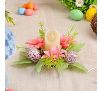 2026 Huevo de Pascua Candelabro Adornos Salón Mesa de Comedor de Simulación Vela Corona Ambiente Decoración Vela Taza Props (B, 20 x 20 cm)