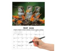 2026 Hummingbird Calendar - Monthly Wall Planner, Bird-Themed Calendar | Nature Lovers Schedule Organizer, Jan 2026 To Jan 2027, Home, Office, Classroom, Living Room, Nursery