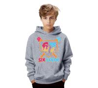 2026 Invierno Casual Chicas Suéter Sudadera con Capucha de Manga Larga Cuello Redondo e Estampado para el Día A Diario, gris, 2-3 años