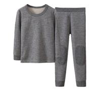 2026 Juego de Ropa Interior Térmica para Adolescentes Niños Camiseta de Compresión Leggings Pantalones Capa Base para Climas Fríos, gris, 3-4 años