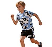 2026 Kids Short Sleeve Summer Outfit For Girls Boys Lightweight Casual Playwear Breathable Warm Weather Comfort (Sky Blue, 2-3 Years)