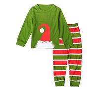 2026 Kleinkind Kinder Baby Jungen Mädchen Zweiteiler Pyjama Weihnachten Schneemann Nachtwäsche T-Shirt Hosen Outfits Kleidung (Green, 3-4 Years)