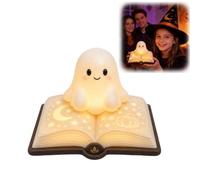 2026 Lámpara de lectura decorativa de Halloween para luz suave con ayuda para conciliar el sueño, leer Relajarse antes de acostarse, diseño de Halloween, figura de resina para interiores (blanco, 10,9