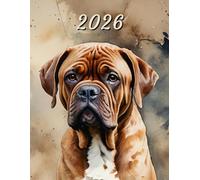2026: Large Monthly Calendar Planner - Watercolor Dogue De Bordeaux Dog