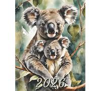 2026: Large Monthly Calendar Planner - Watercolor Koala