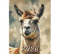 2026: Large Monthly Calendar Planner - Watercolor Llama