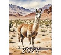 2026: Large Monthly Calendar Planner - Watercolor Llama In The Desert
