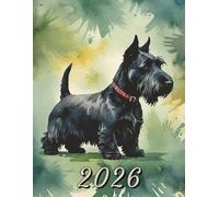 2026: Large Monthly Calendar Planner - Watercolor Scottish Terrier Dog
