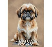 2026: Large Monthly Calendar Planner - Watercolor Shih Tzu Cute Dog