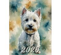 2026: Large Monthly Calendar Planner - Watercolor West Highland White Terrier Dog