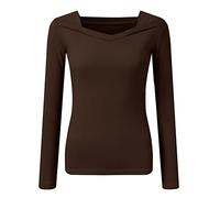 2026 - Leggings de terciopelo para mujer, para otoño e invierno, cuadrados, irregulares, estilo extraño, parte superior interior delgada, café, S