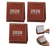 2026 Mini Calendar, 2025 to December 2026 Stand-Up Flip Desktop Calendar, Suitable for Office, Home，3 Packs(Red)