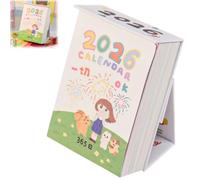 2026 Mini Daily Desk Calendar, 365 Days Tear Off Planner with Cartoon Illustrations, Daily Desktop Memo Pad for Home, Workplace, Dorm & School Decor (1)