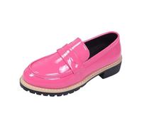 2026 Mocasines versátiles de suela alta de diseño británico clásico, zapatos casuales lisos de un solo color para todo el día, Rosa., 37 EU
