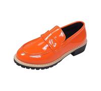 2026 Mocasines versátiles de suela alta de diseño británico clásico, zapatos casuales lisos de un solo color para todo el día, naranja, 37 EU
