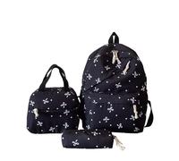 2026 Mochila de 3 Piezas con Lazo Linda Preppy Mochila para Niñas con Fiambrera Estuche para Comienzo Escolar Mochila Estética Chica Bolsa de Librería Colegio Pequeña, Negro , Talla única para todos