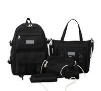 2026 Mochila Mujer Gran Capacidad Mochila Escolar con Juego de 5 Piezas Bolsa Librera Ligera y Resistente para Estudiantes Adolescentes, Negro , Einheitsgröße, Mochilas rucksack