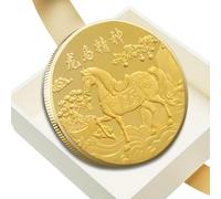 2026 Moneda del Caballo del Año Nuevo Chino,Talismán Dorado Tradicional para Éxito | Decoración para Coche Año Nuevo Chino | para Hogar Oficinas Salón Exhibición Mesilla De