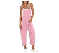 2026 - Mono casual de verano para mujer, sin mangas, holgado, color sólido, cómodo, con tirantes, mono holgado, mono de bolsillo. Características: chaleco para mujer elegante, rojo, S