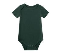 2026 Mono de Manga Corta Liso para recién Nacidos bebés niños y niñas (Dark Green, 12-18 Months)