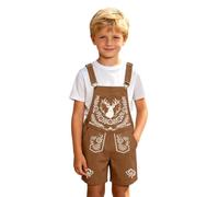 2026 Mono de niño juguetón con estampado de cerveza, tirantes ligeros, para uso diario y campus, con cuello redondo, cintura elástica para tiempo libre, ideal para principios, marrón1, 4-5 años
