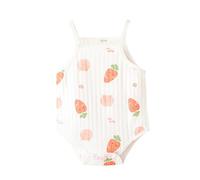 2026 Mono sin Mangas Liso para bebés niñas Body Verano recién Nacidos algodón Transpirable cómodo Jugar Conjunto (Orange, 6-12 Months)