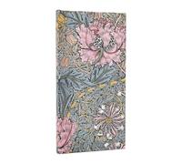 2026 Morris Pink Honeysuckle (William Morris) Slim 12-month Horizontal Hardcover Flexi Dayplanner 2026 (Elastic Band Closure)