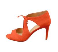 2026 Mother of The Bride Tacones altos para mujer, plataforma de gatito stripper satinado, ligero, invitada de boda, comodidad, noche, fiesta, damas, talón con punta puntiaguda, Orange, 37.5 EU