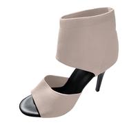 2026 Mother of The Bride - Zapatos casuales de corte alto para mujer, color liso, tacones, bloque de talón, cóctel, entrevista, charol, para mujer, para viajes, inteligentes, beige, 38 EU