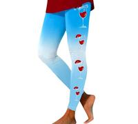 2026 Mujer Casual Moda Navidad Impreso Polainas Deportivas Casual Leggings Yoga, azul celeste, L