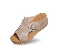 2026 Mujer Verano Color Sólido Slip On Casual Open Toe Suave Parte Inferior Transpirable Zapatillas Zapatos Sandalias, beige, 38 EU