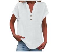 2026 Mujer Verano Tank Corte Holgado Plisado Cuello En V Top Sin Mangas Dobladillo Curvo Fluido Blusa de Verano para Mujer Encaje, Blanco, 3XL