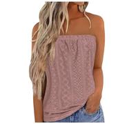 2026 - Mujeres Impresión sin Tirantes Bandeau Tank Casual Sin Mangas Verano Vacaciones Suelta Fiesta Top Camisa Blusa Mujeres Tanques Top E Girl Ropa Mujer, Rosa., XL