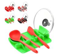 2026 New 2-in-1 Silicone Utensil Rest with Drip Pad, Spoons Rest, Heat-Resistant Spoon Rests for Stove Top, Spoon for Kitchens Counter, Kitchen Gadgets & Kitchen Utensils Holder (green)
