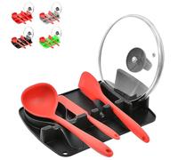 2026 New 2-in-1 Silicone Utensil Rest with Drip Pad, Spoons Rest, Heat-Resistant Spoon Rests, Kitchens Gadgets & Kitchen Utensils Holder, for Kitchens Counter (Black)