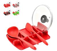 2026 New 2-in-1 Silicone Utensil Rest with Drip Pad, Spoons Rest, Heat-Resistant Spoon Rests, Kitchens Gadgets & Kitchen Utensils Holder, for Kitchens Counter (Red)