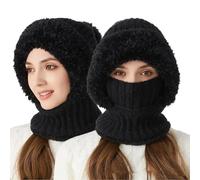 2026 New 3 In 1 Beanie Hat for Women, Upgrade 3 In 1 Beanie Hat with Scarf and Mask, Suitable for Winter Outdoor Use (Black)