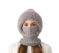 2026 New 3 In 1 Beanie Hat for Women, Upgrade 3 In 1 Beanie Hat with Scarf and Mask, Suitable for Winter Outdoor Use (Gray)