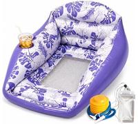 2026 New 3-in-1 Inflatable Pool Lounge Chair for Adults, U-Shaped Water Hammock with Free Air Pump & Waterproof Phone Pouch, Heavy Duty Floating Couch with Cup Holder, 350 LBS Capacity (Purple)