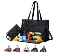2026 New 3 in 1 Tote Bag, Work Tote Bag with Lunch Compartment, 15.6 Inchs Laptopwith, Lightweight Leakproof (Black)