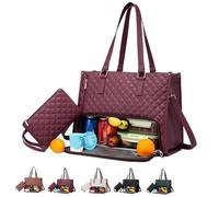 2026 New 3 in 1 Tote Bag, Work Tote Bag with Lunch Compartment, 15.6 Inchs Laptopwith, Lightweight Leakproof (Wine red)