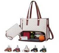 2026 New 3 in 1 Tote Bag, Work Tote Bag with Lunch Compartment, 15.6 Inchs Laptopwith, Lightweight Leakproof (White)