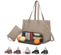 2026 New 3 in 1 Tote Bag, Work Tote Bag with Lunch Compartment, 15.6 Inchs Laptopwith, Lightweight Leakproof (Khaki)