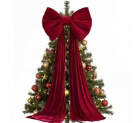 2026 New 3D Extra Large Red Velvet Bow Tree Topper for Christmas Tree Topper Front Door Porch Party Wedding Holiday Decor (1*Red)