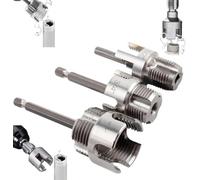 2026 New 3PCS Pipe Thread Cutting Tool - Internal & External Pipe Threader for 1/2'' 3/4'' 1'' PVC/Plastic Pipes, Electric Drill Compatible Dual-Function Threading Kit for Home Repair(1/2"+3/4"+1")