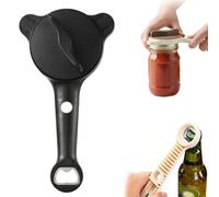 2026 New 4-in-1 Adjustable Jar Opener Stainless Steel Lid Remover for Seniors Weak Hands Arthritis, Anti-Slip Fits Jars Wine Bottles Cans (Black)